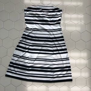 Satin Stripe Strapless Dress